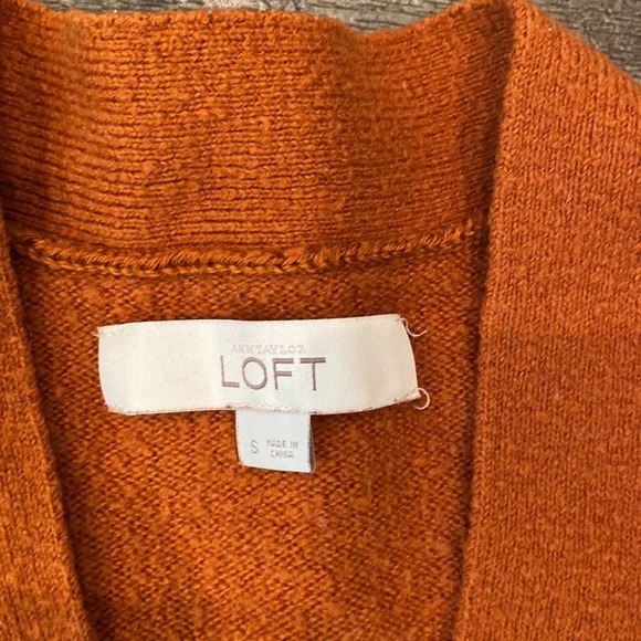 LOFT Burnt Orange Grandpa Chic button Down Cardigan Sweater Small - Picture 3 of 8